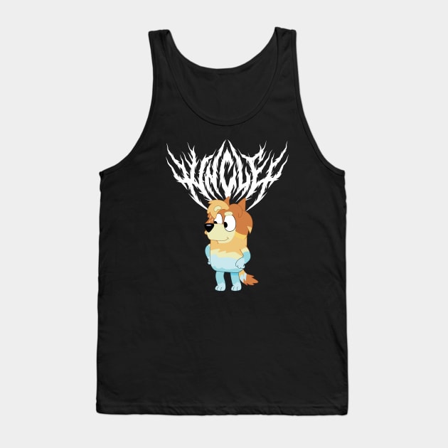 Black Metal Bluey Uncle Tank Top by flataffex